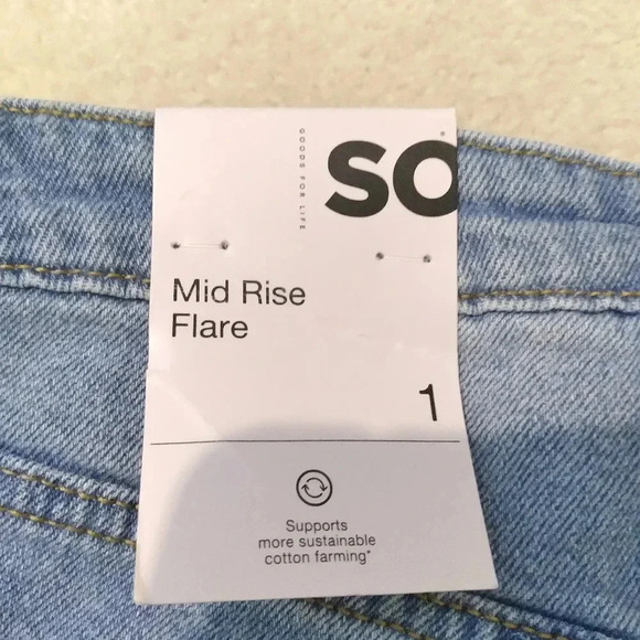 SO tri colored mid-rise flare jeans-juniors size 1/25 NWT - Picture 6 of 7